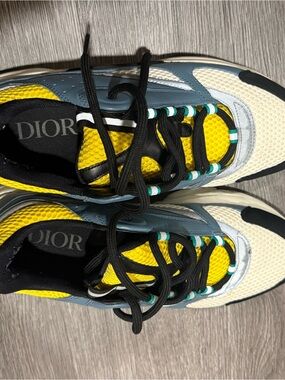 Dior Black, Yellow & Blue Mesh Leather Sneaker